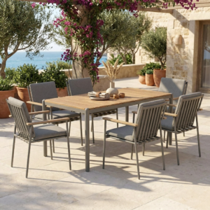 Modern 6 Seater Steel Outdoor Dining Set Signature DL07P5 3