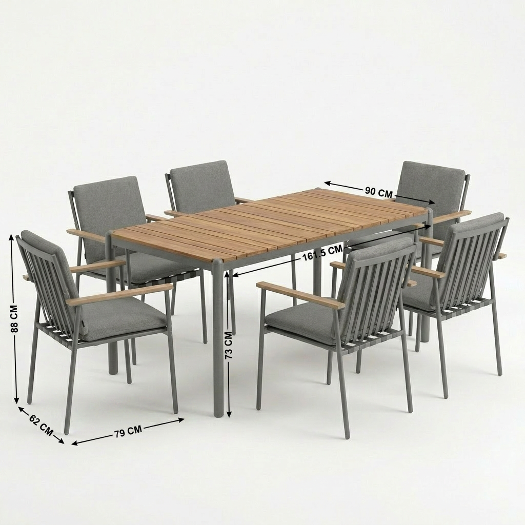 Modern 6 Seater Steel Outdoor Dining Set Signature DL07P5 3 Modern 6 Seater Steel Outdoor Dining Set Signature DL07P5 3