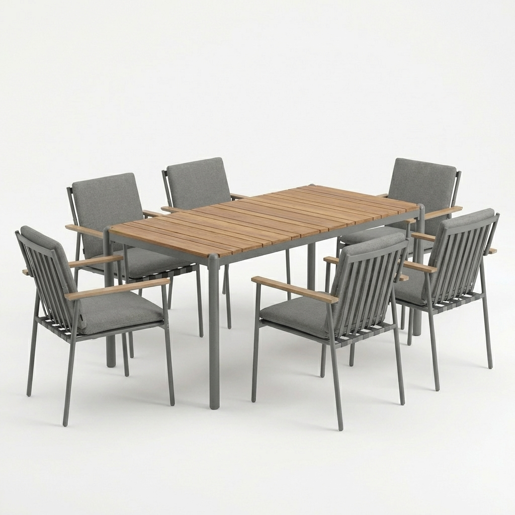 Modern 6 Seater Steel Outdoor Dining Set Signature DL07P5 3 Modern 6 Seater Steel Outdoor Dining Set Signature DL07P5 3