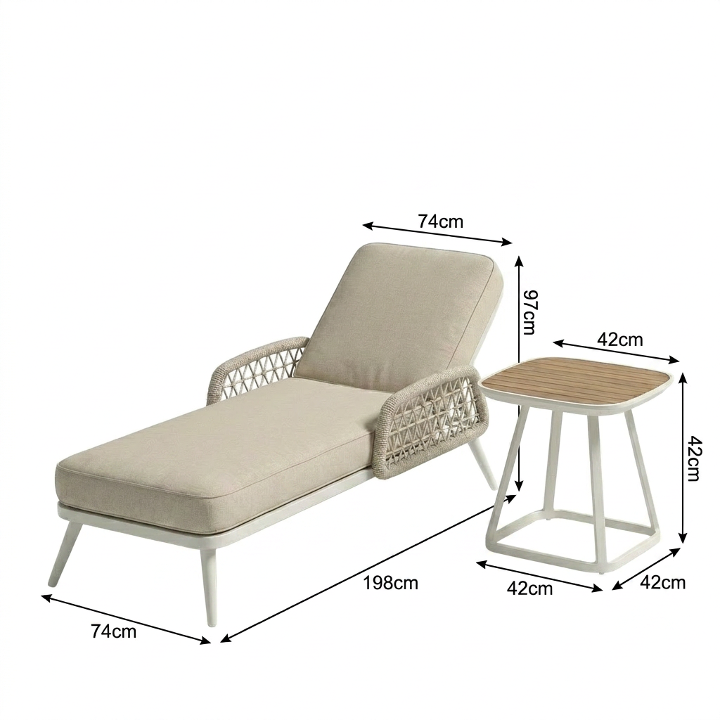Aluminum Sun Lounger Set WEAVE-DL05P4-2 Aluminum Sun Lounger Set WEAVE-DL05P4-2