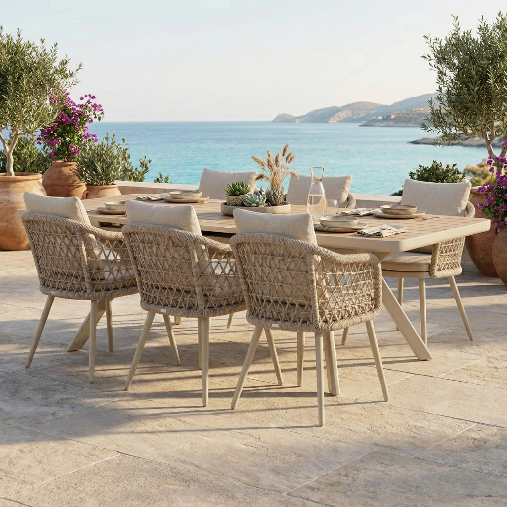 Modern 6 Seater Aluminum Outdoor Dining Set WEAVE-DL05P4-3 Modern 6 Seater Aluminum Outdoor Dining Set WEAVE-DL05P4-3