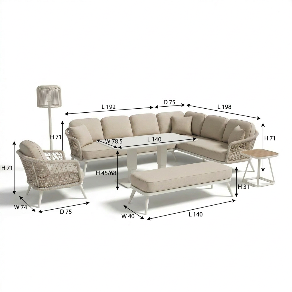 Modern Aluminum Outdoor Corner Sofa Set WEAVE-DL05P4-4 Modern Aluminum Outdoor Corner Sofa Set WEAVE-DL05P4-4