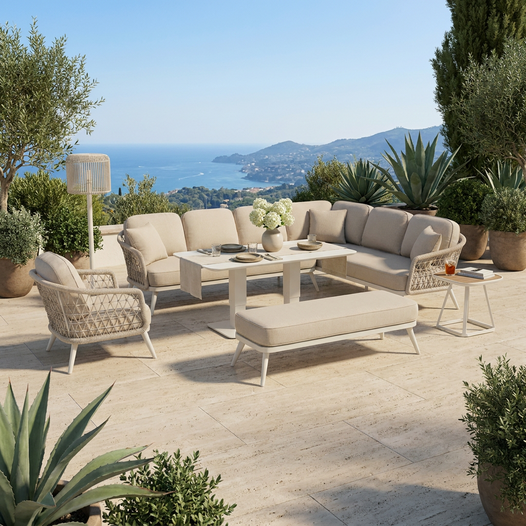 Modern Aluminum Outdoor Corner Sofa Set WEAVE-DL05P4-4 Modern Aluminum Outdoor Corner Sofa Set WEAVE-DL05P4-4