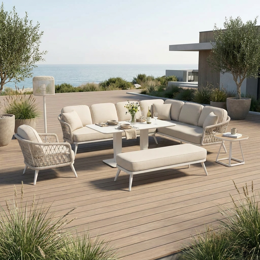Modern Aluminum Outdoor Corner Sofa Set WEAVE-DL05P4-4 Modern Aluminum Outdoor Corner Sofa Set WEAVE-DL05P4-4