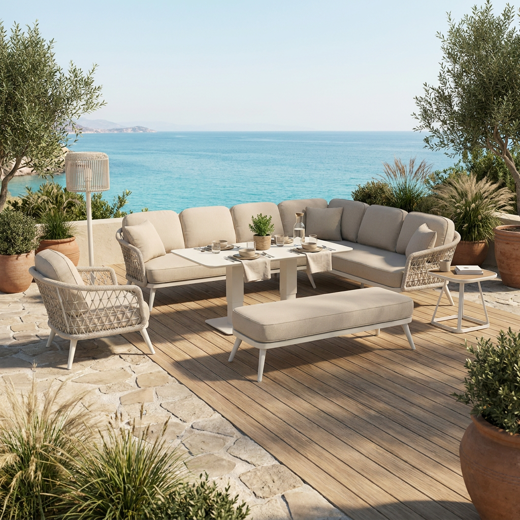 Modern Aluminum Outdoor Corner Sofa Set WEAVE-DL05P4-4 Modern Aluminum Outdoor Corner Sofa Set WEAVE-DL05P4-4
