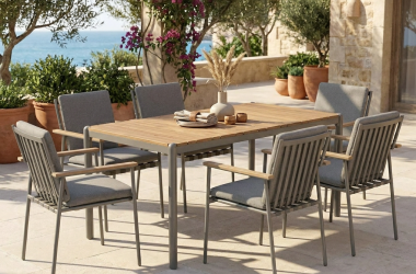 Modern 6 Seater Steel Outdoor Dining Set Signature DL07P5 3